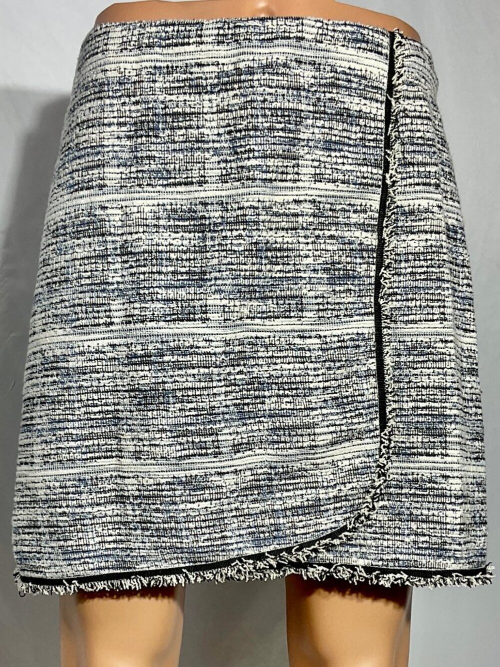 Max Studio XL Tweed Faux Wrap Skirt Womens Blue & Black 2708K19 3004370